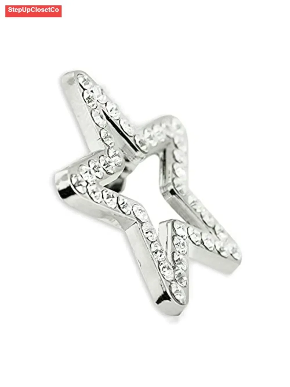 Silver Plated Rhinestone Star Brooch Pin